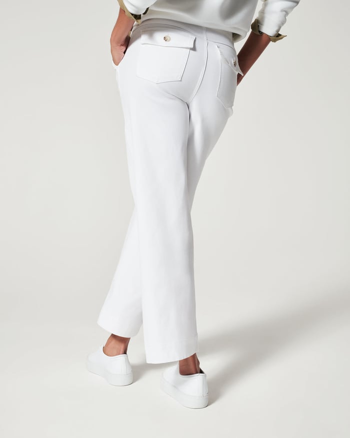 Owronline - Stretch Twill Cropped Wide Leg Pants