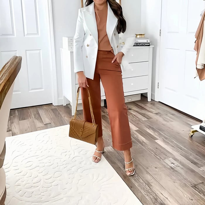 Owronline - Stretch Twill Cropped Wide Leg Pants