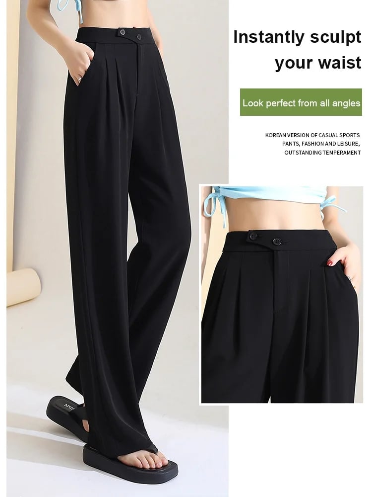 Owronline - Figure-flattering versatile high-waisted wide leg trousers