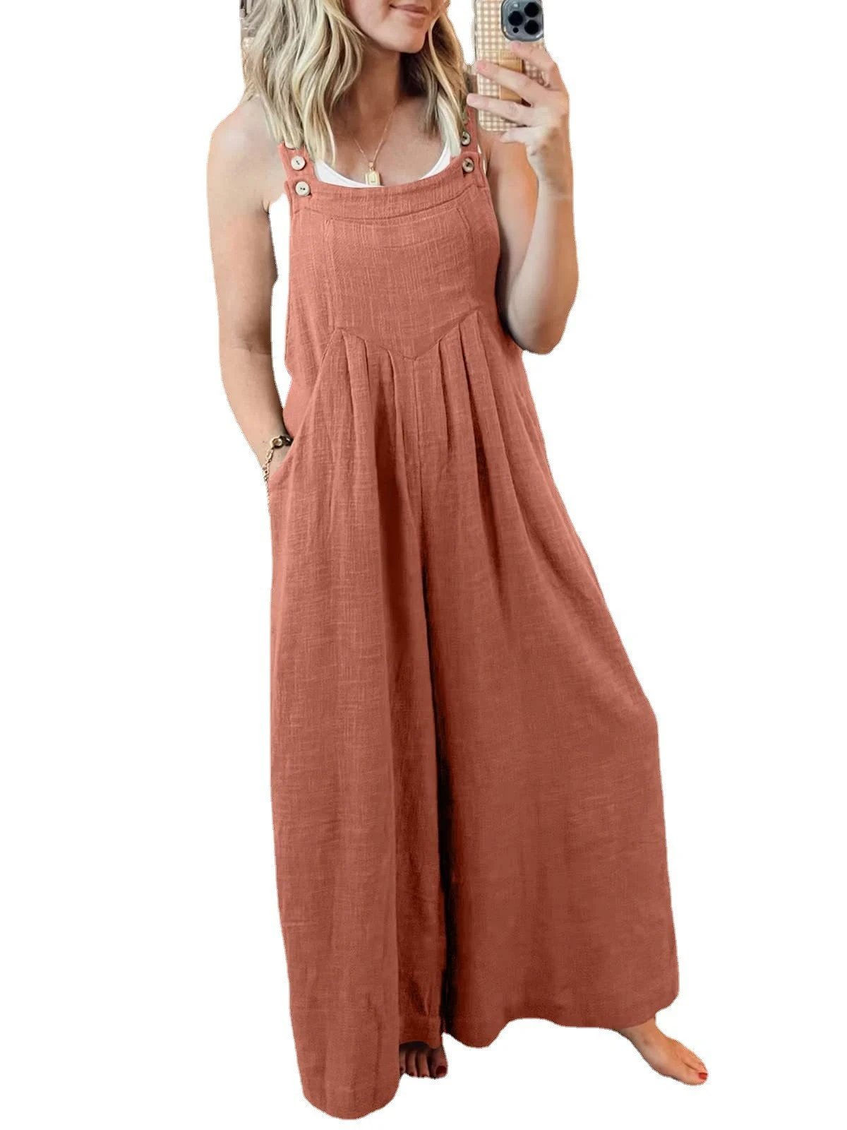 Owronline - SALE PLUS SIZE WIDE LEG OVERALLS JUMPSUIT