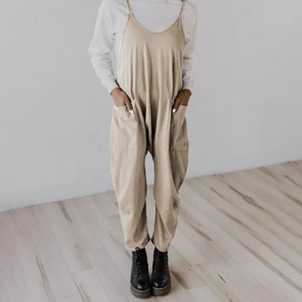 Owronline - Wide Leg Jumpsuit with Pockets
