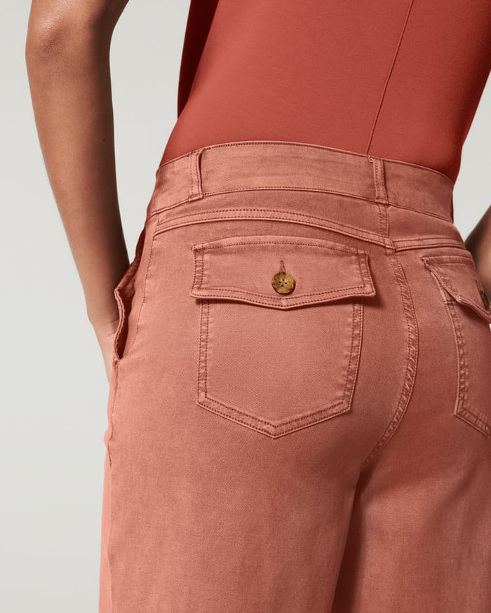 Owronline - Stretch Twill Cropped Wide Leg Pants