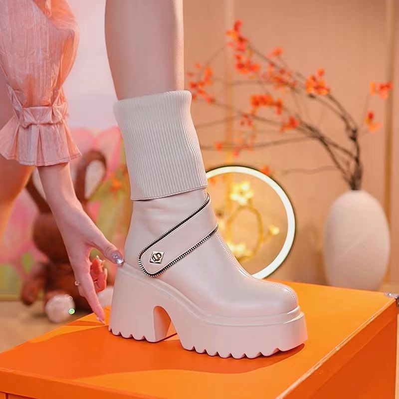 Owronline - Women's Platform Chunky Heel Knee High Boots