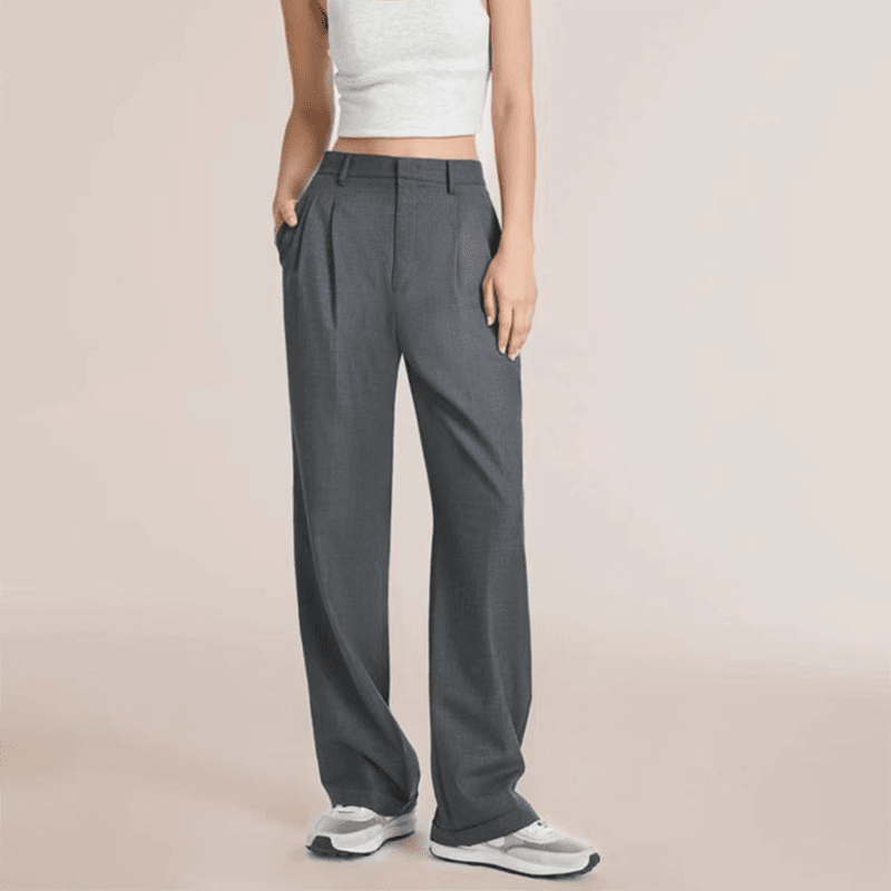 Owronline - Fashionable Commuter Drape Slimming High-Waisted Wide Leg Pants