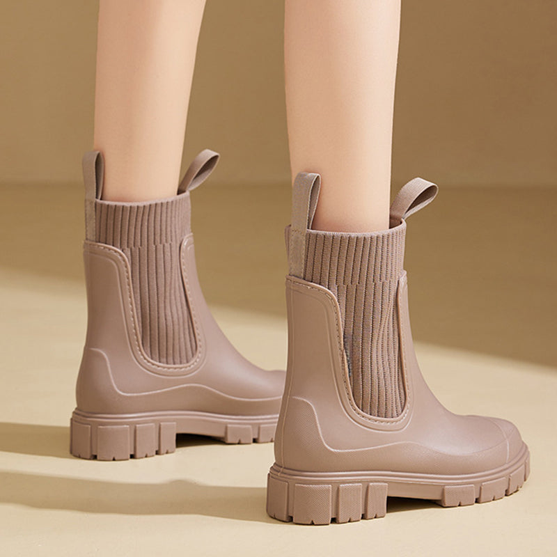 Owronline - Waterproof Non-Slip Thick Sole Mid-Calf Boots