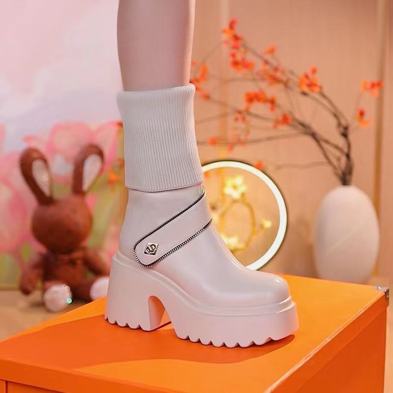Owronline - Women's Platform Chunky Heel Knee High Boots