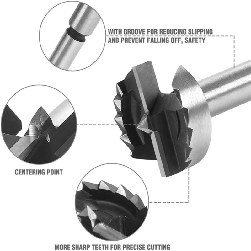 Owronline - Bit Set with Round Shank for Wood