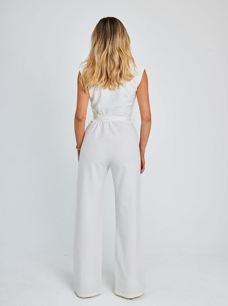 Owronline - Women's Sleeveless Wide-Leg Jumpsuit