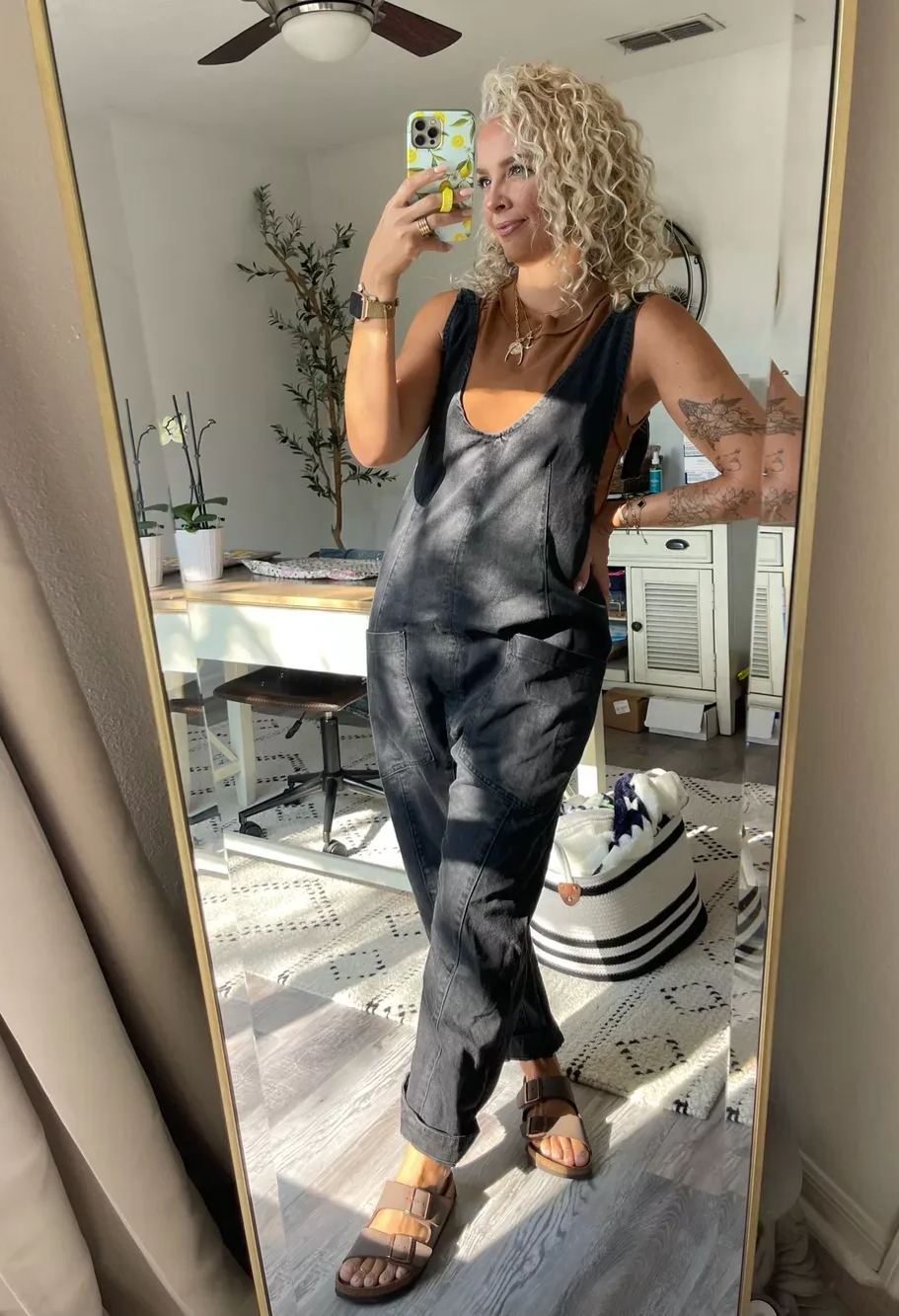 Owronline - Denim Jumpsuit With Pockets