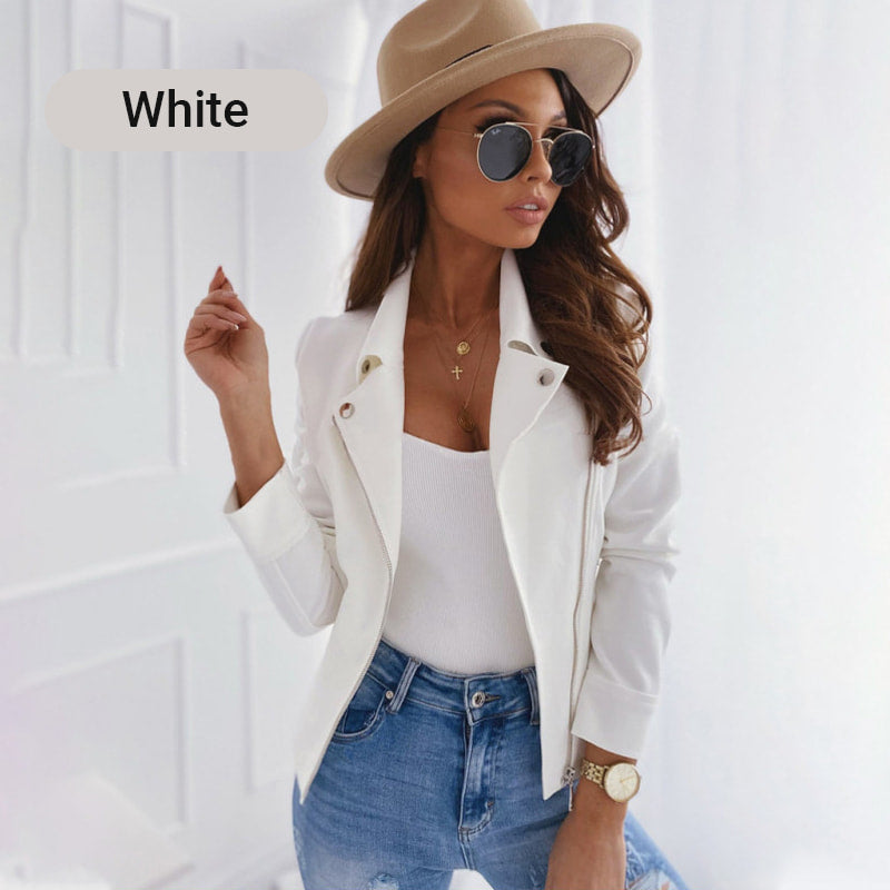 Owronline - Women's Faux Suede Biker Jacket