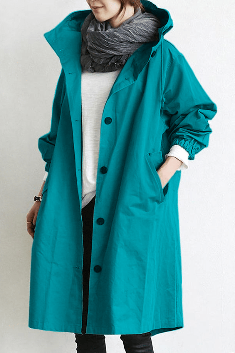 Owronline - Water Resistant Oversized Hooded Windbreaker Rain Jacket