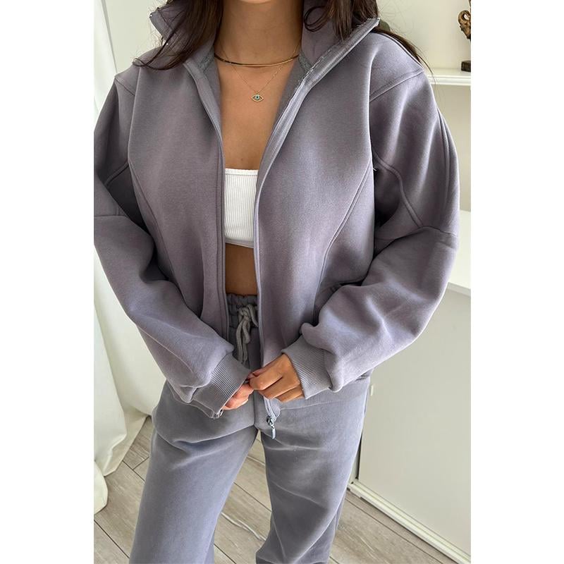 Owronline - Triple Threaded High-Neck Casual Sportswear 2-piece set