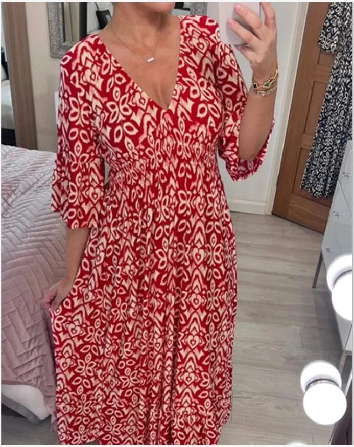Owronline - V-neck floral dress