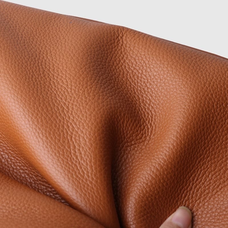 Owronline - Solid color simple genuine leather shoulder bag