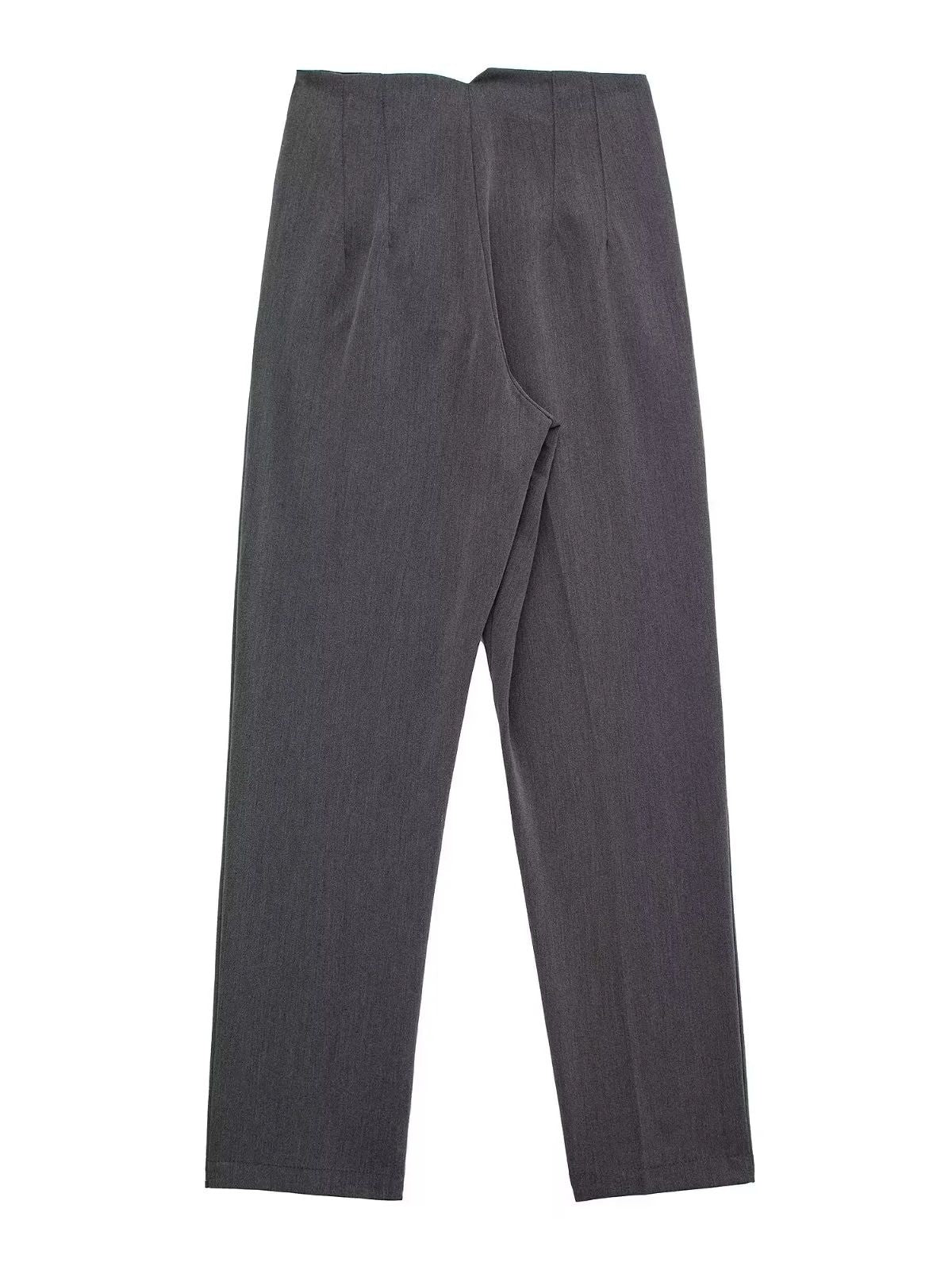 Owronline - Straight Pants High Waist Zipper Fly Trousers