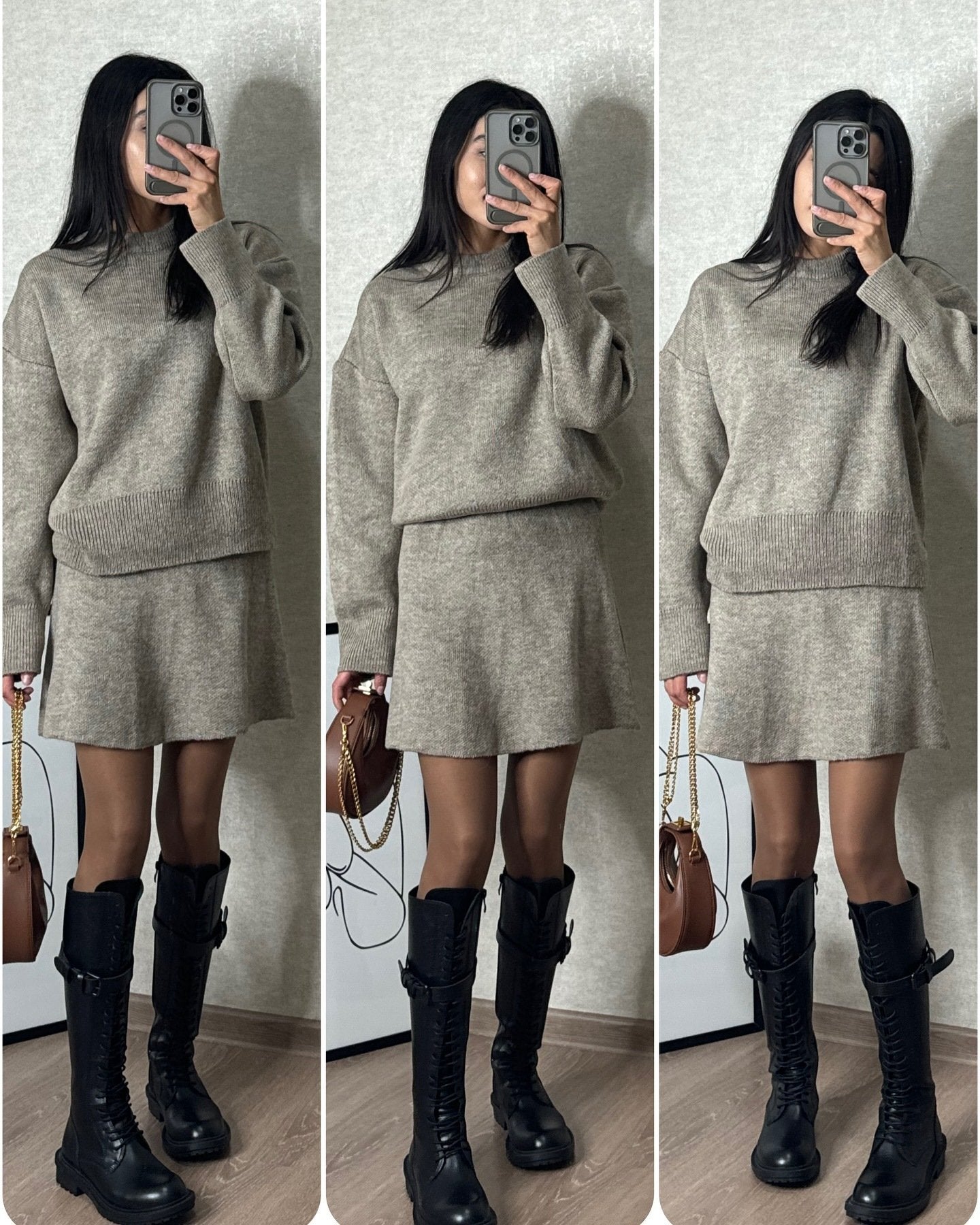 Owronline - Knitted skirt suit