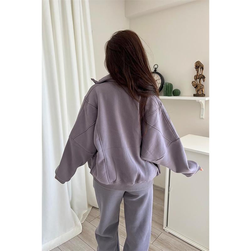 Owronline - Triple Threaded High-Neck Casual Sportswear 2-piece set