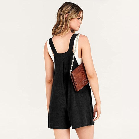 Owronline - Casual Adjustable Strap Loose Bib Rompers - owronline