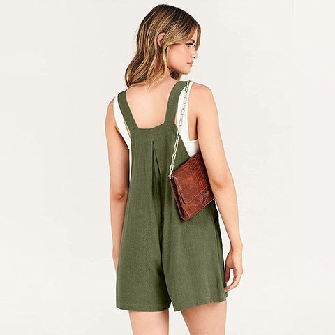 Owronline - Casual Adjustable Strap Loose Bib Rompers - owronline