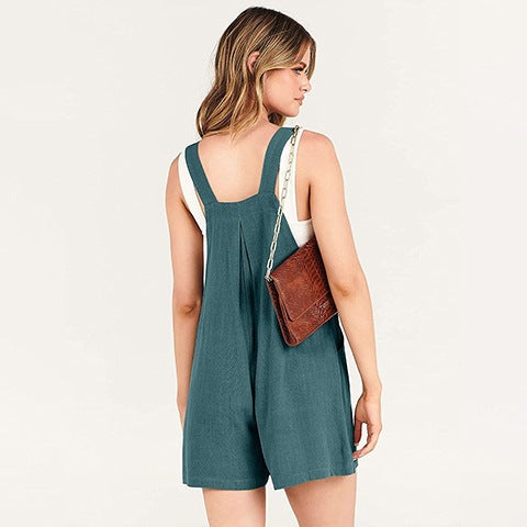 Owronline - Casual Adjustable Strap Loose Bib Rompers - owronline