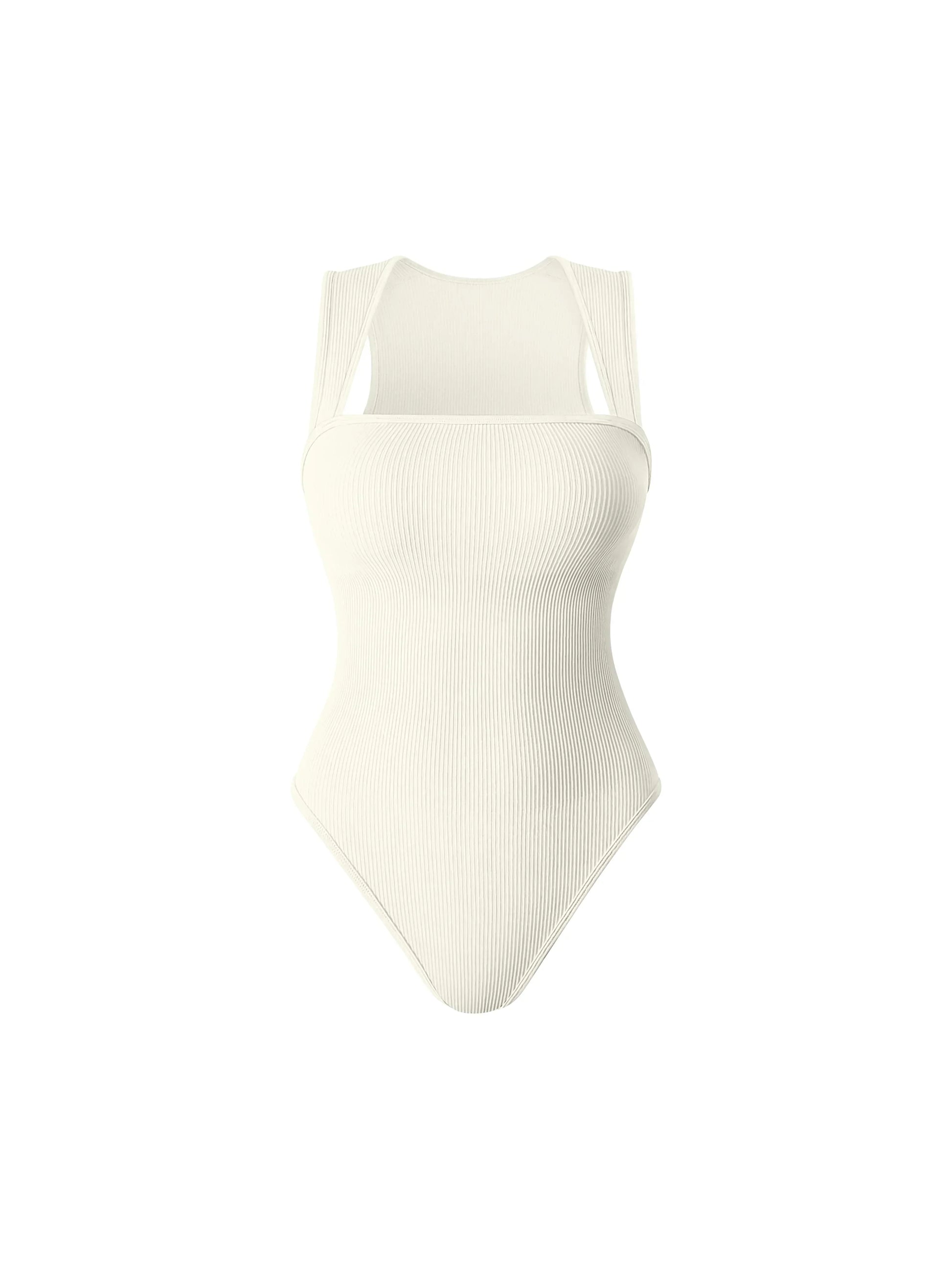 Owronline - Racerback Wide Shoulder Straps Seamless Bodysuit - owronline