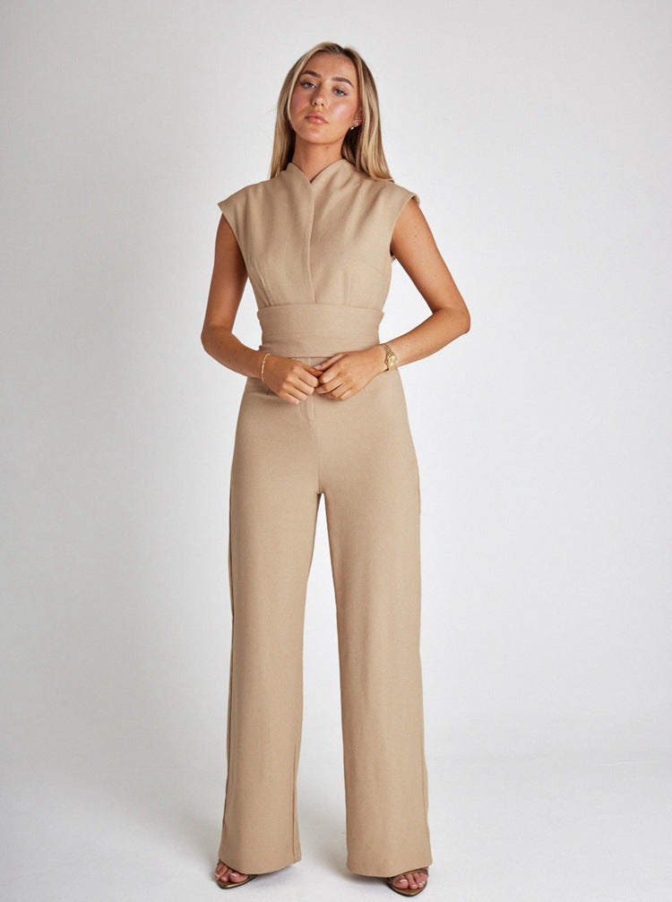 Owronline - Women's Sleeveless Wide-Leg Jumpsuit