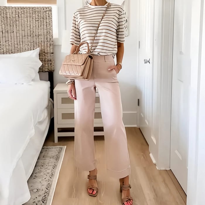 Owronline - Stretch Twill Cropped Wide Leg Pants