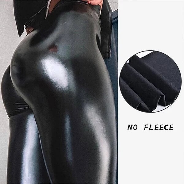 Owronline - S-shaped PU Leather Leggings