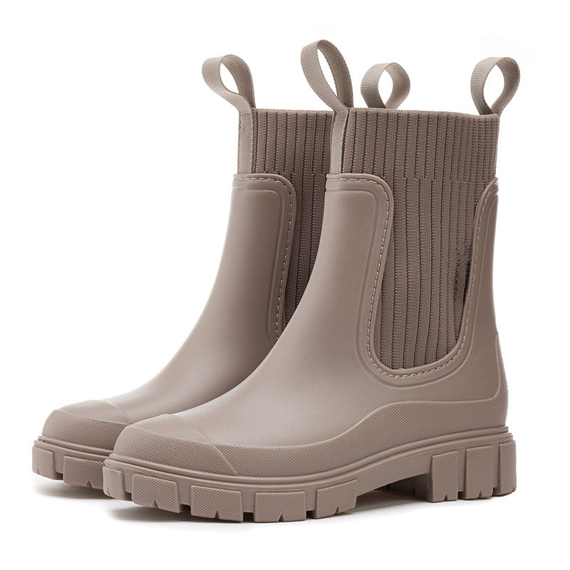 Owronline - Waterproof Non-Slip Thick Sole Mid-Calf Boots