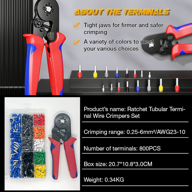 Owronline - Ratchet Tubular Terminal Wire Crimpers Set