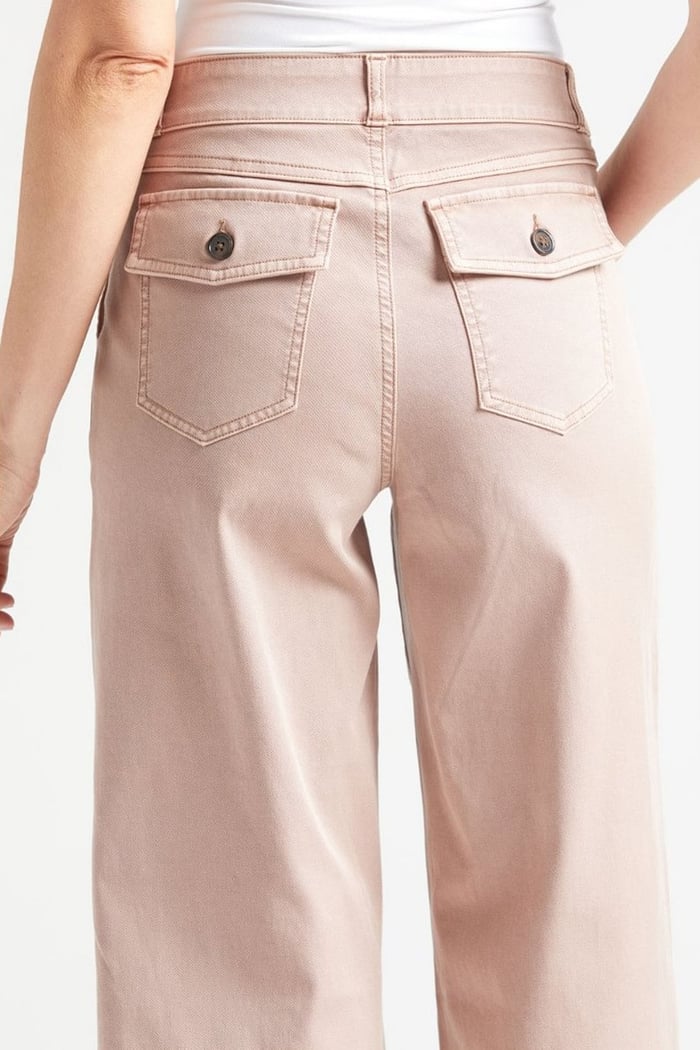 Owronline - Stretch Twill Cropped Wide Leg Pants