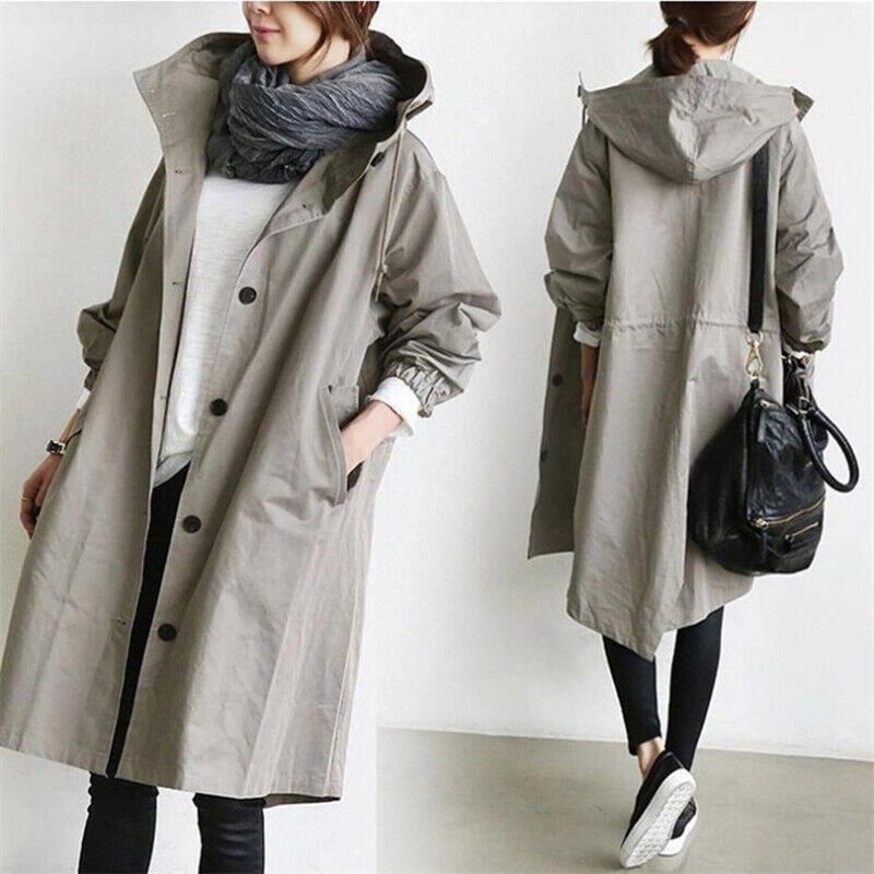 Owronline - Water Resistant Oversized Hooded Windbreaker Rain Jacket