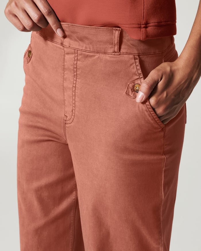 Owronline - Stretch Twill Cropped Wide Leg Pants