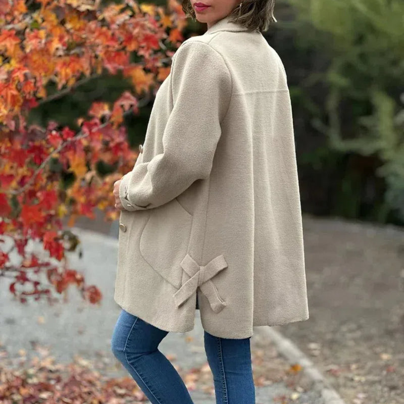 Owronline - Women's Single-Breasted Coat with Peter Pan Collar