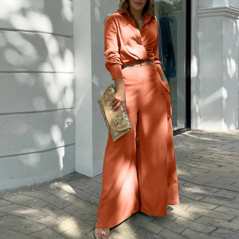 Owronline - Solid color casual two-piece suit