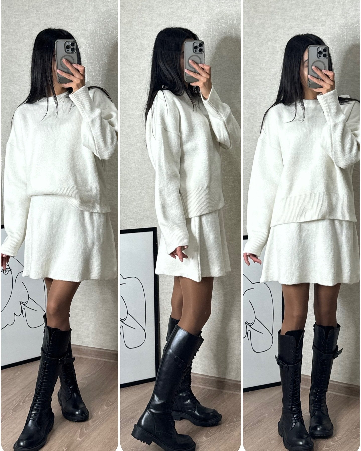 Owronline - Knitted skirt suit