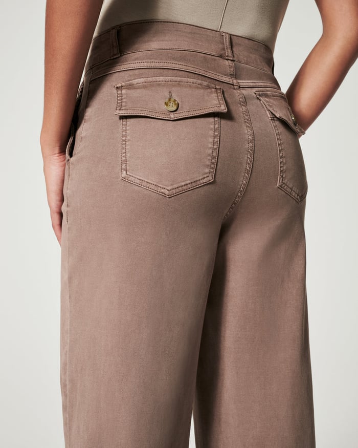 Owronline - Stretch Twill Cropped Wide Leg Pants