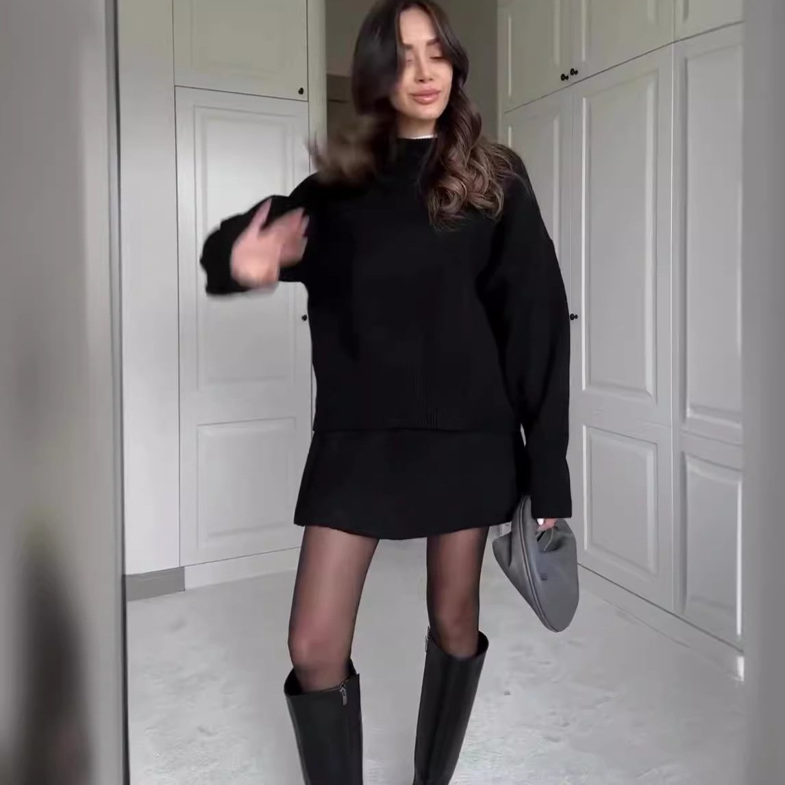 Owronline - Knitted skirt suit