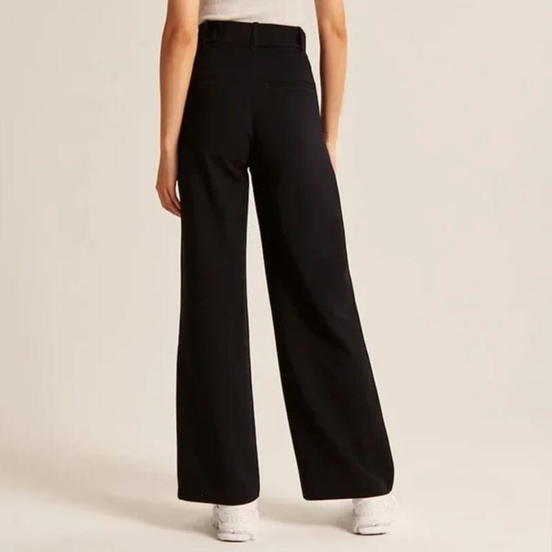 Owronline - Fashionable Commuter Drape Slimming High-Waisted Wide Leg Pants