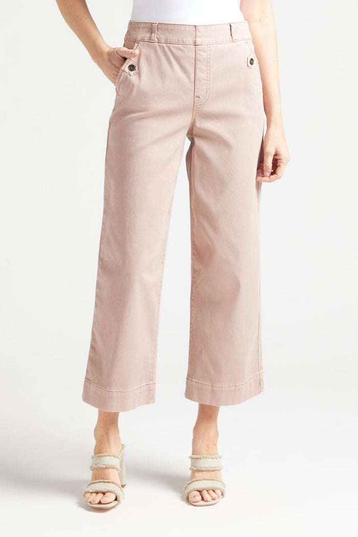 Owronline - Stretch Twill Cropped Wide Leg Pants