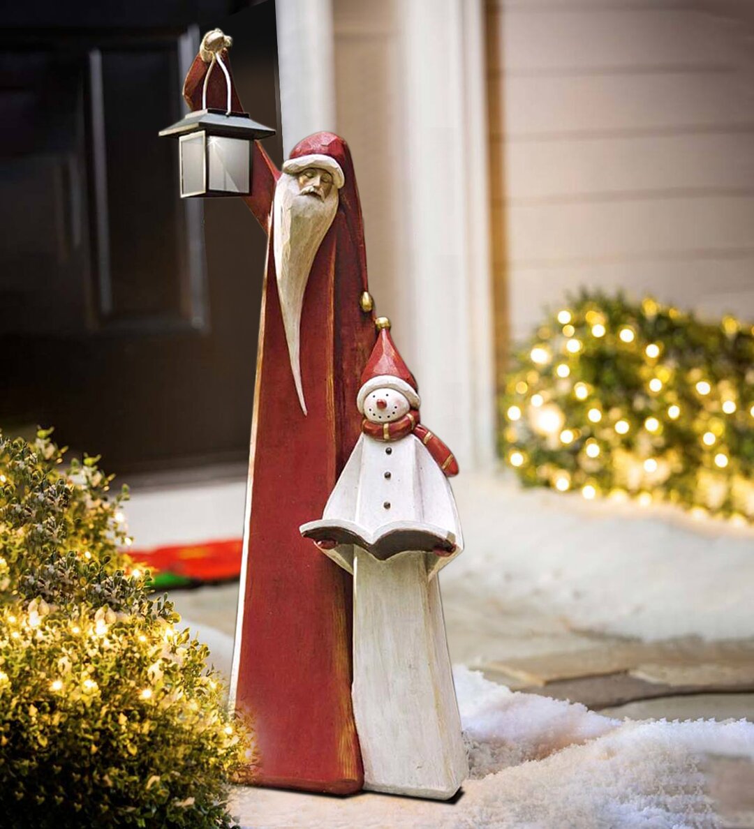 Owronline - Santa And Snowman Sculpture - owronline
