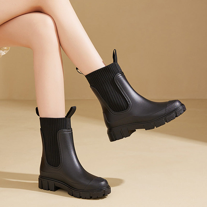 Owronline - Waterproof Non-Slip Thick Sole Mid-Calf Boots
