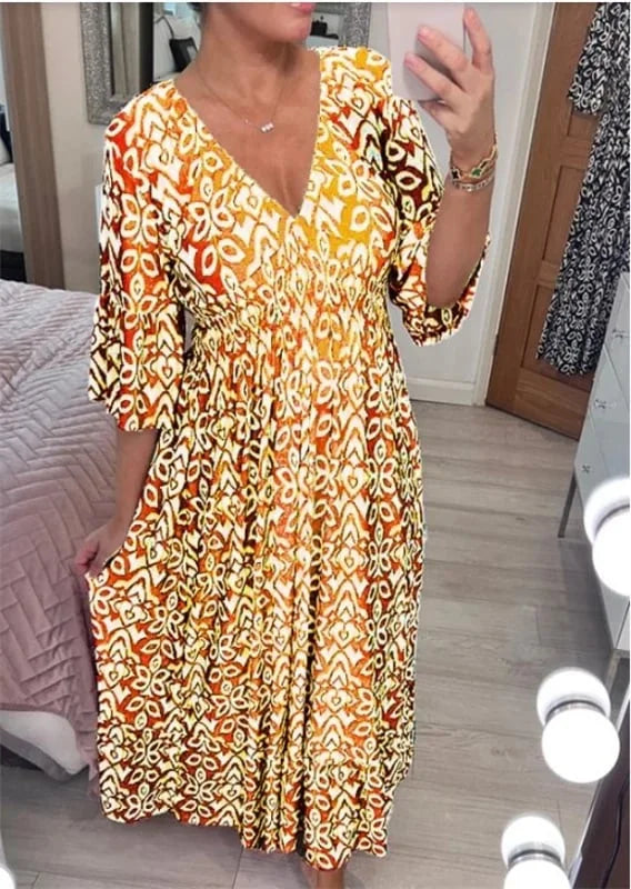 Owronline - V-neck floral dress