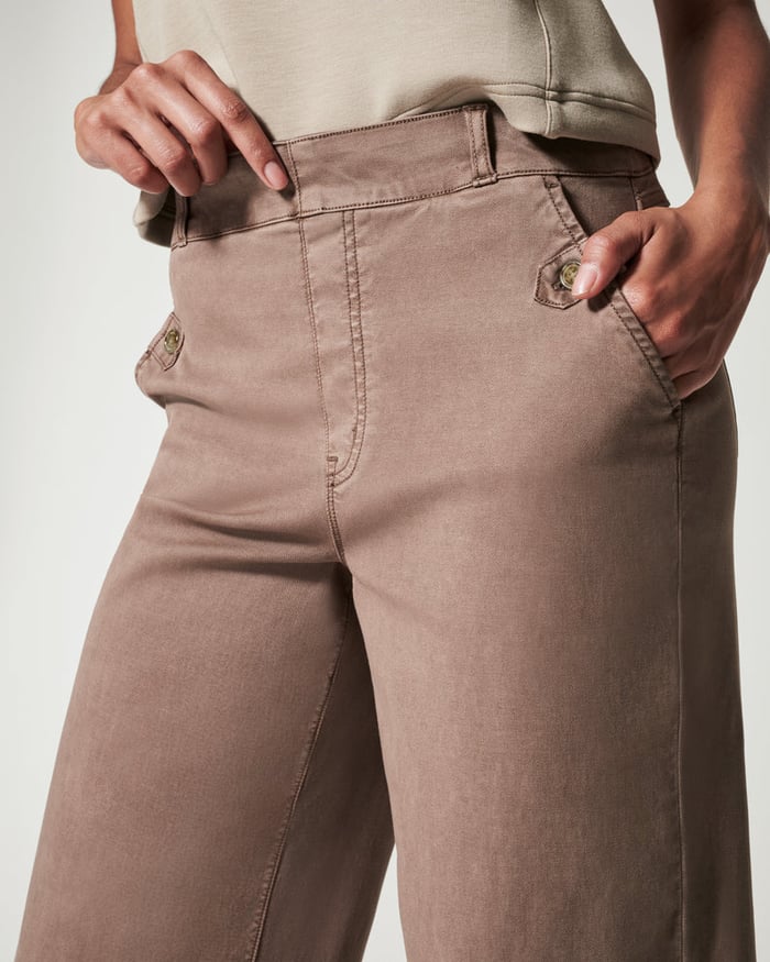 Owronline - Stretch Twill Cropped Wide Leg Pants