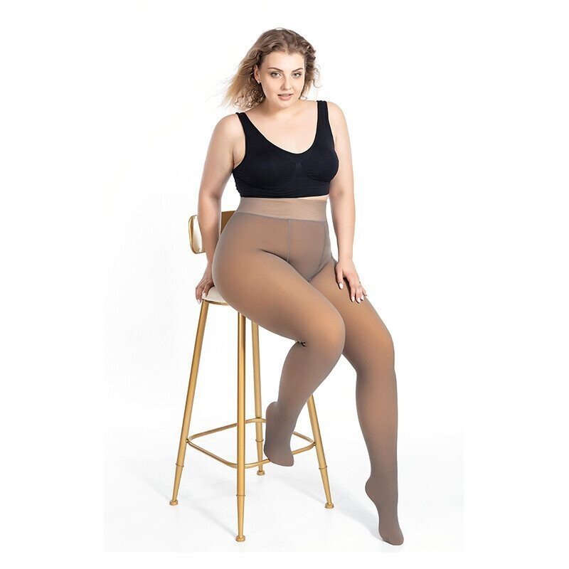 Owronline - Flawless Legs Fake Translucent Warm Plush Lined Elastic Tights
