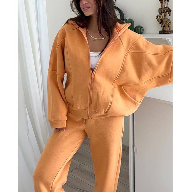 Owronline - Triple Threaded High-Neck Casual Sportswear 2-piece set
