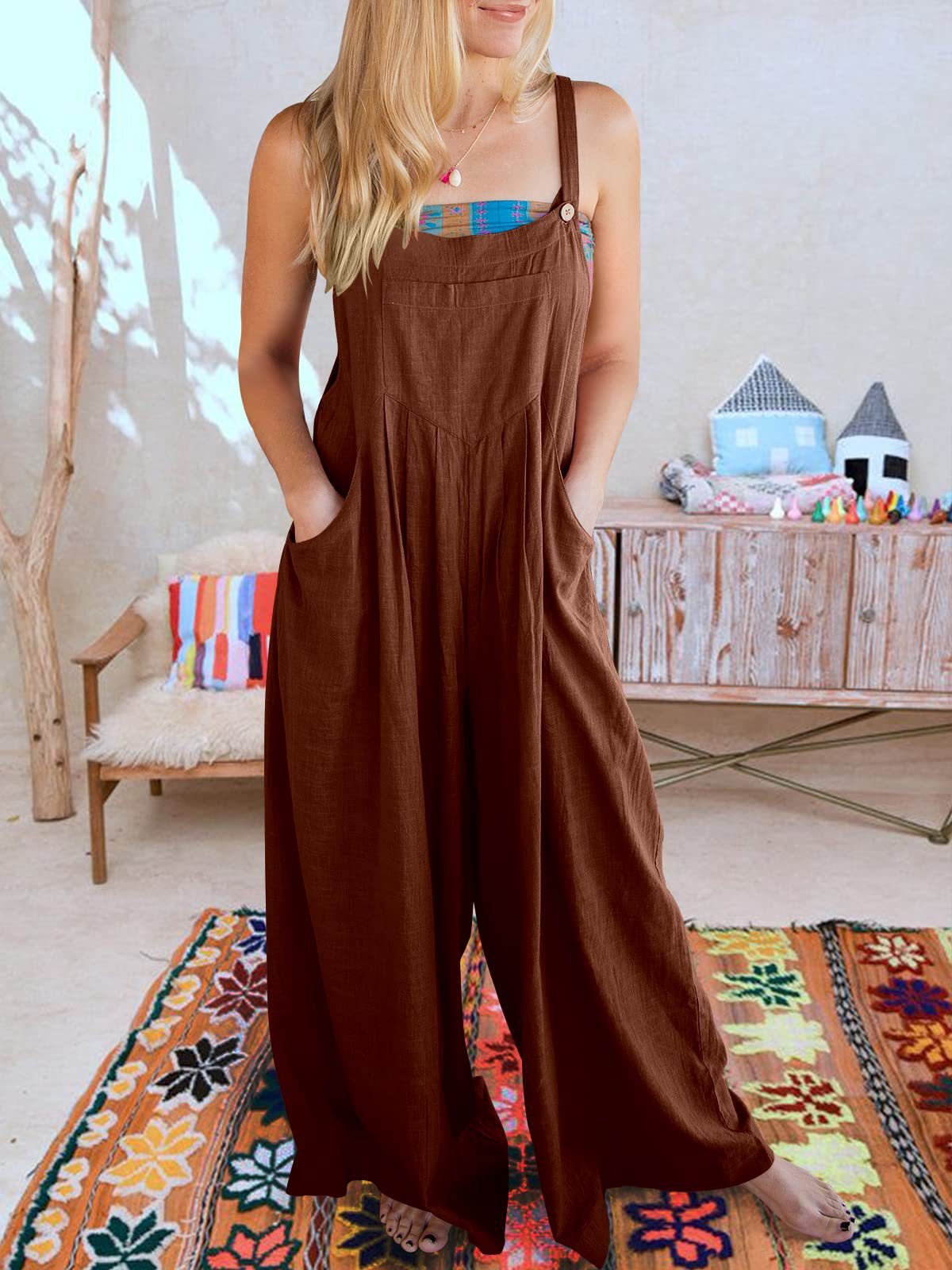 Owronline - SALE PLUS SIZE WIDE LEG OVERALLS JUMPSUIT