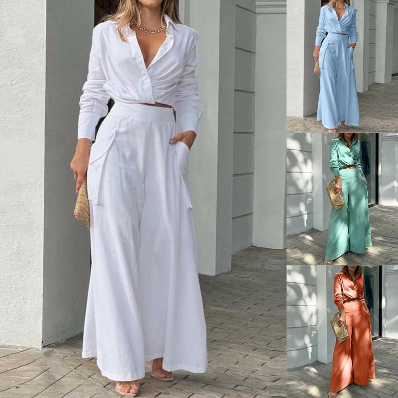 Owronline - Solid color casual two-piece suit
