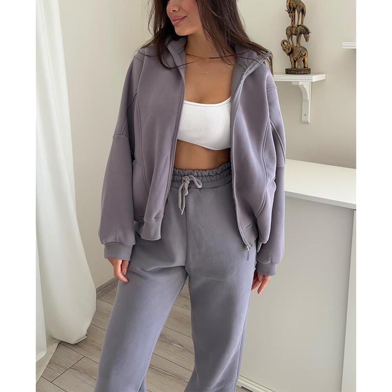 Owronline - Triple Threaded High-Neck Casual Sportswear 2-piece set
