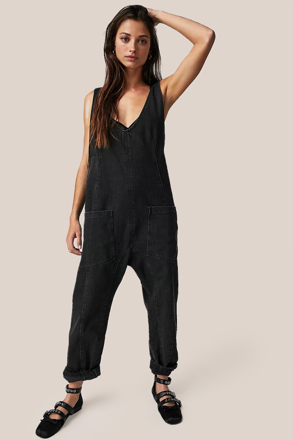Owronline - Denim Jumpsuit With Pockets